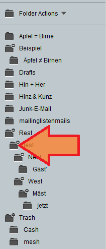 Clicking on a folder symbol that carries a "minus" symbol will stash subfolders.