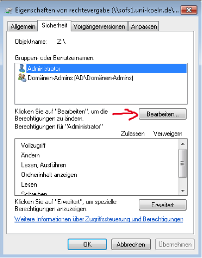 Screenshot: Kontextmenü im Windows Sicherheit bearbeiten