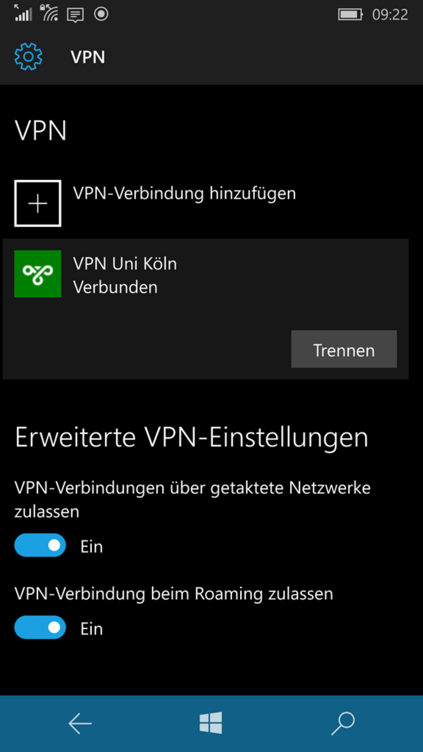 Screenshot: Status der VPN-Verbindung