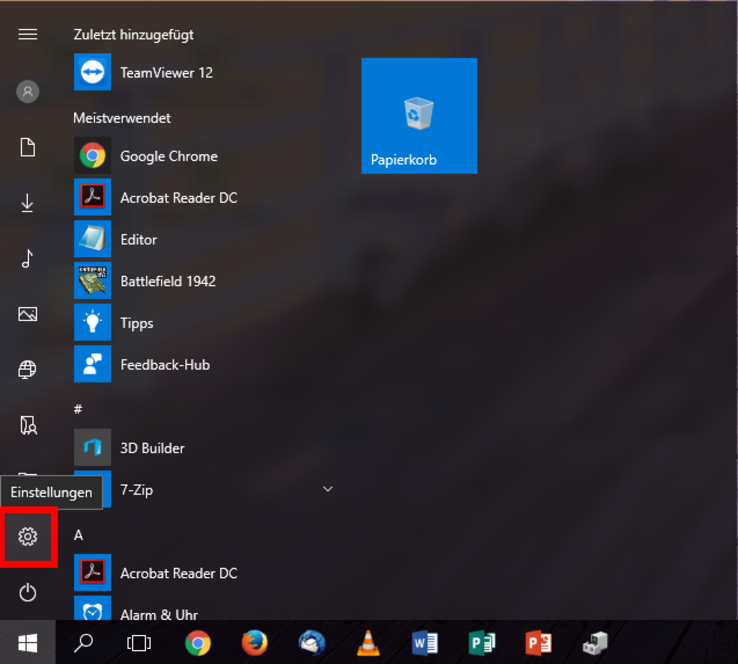 Windows 10: MAC-Adresse auslesen, Schritt 1