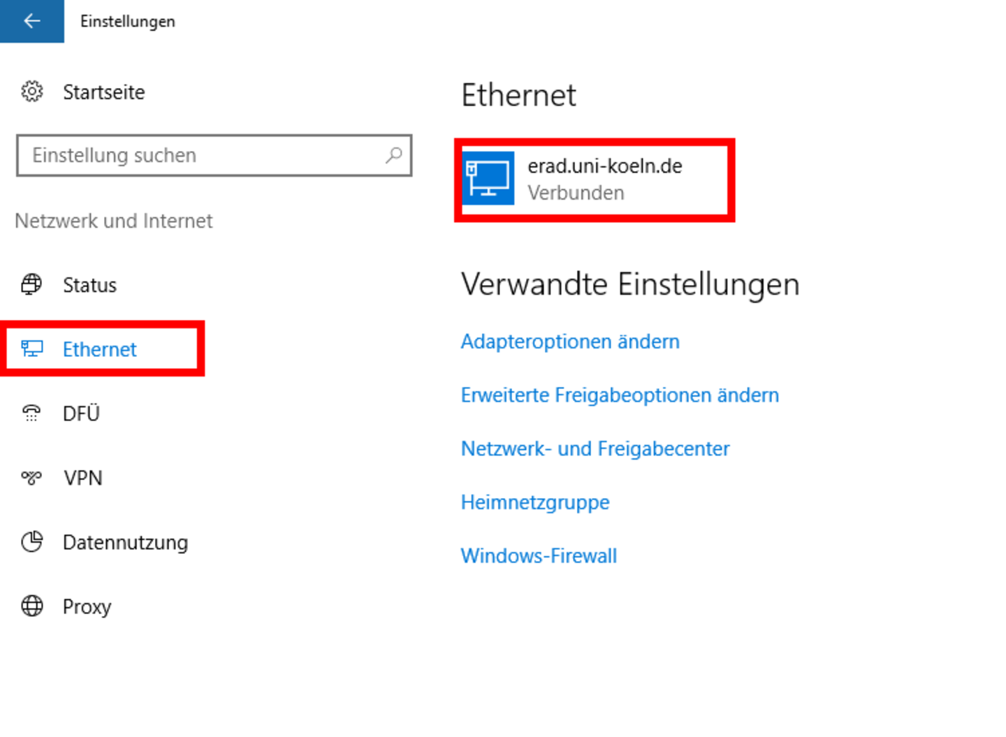 MAC-Adresse auslesen unter Windows 10 - 3. Schritt