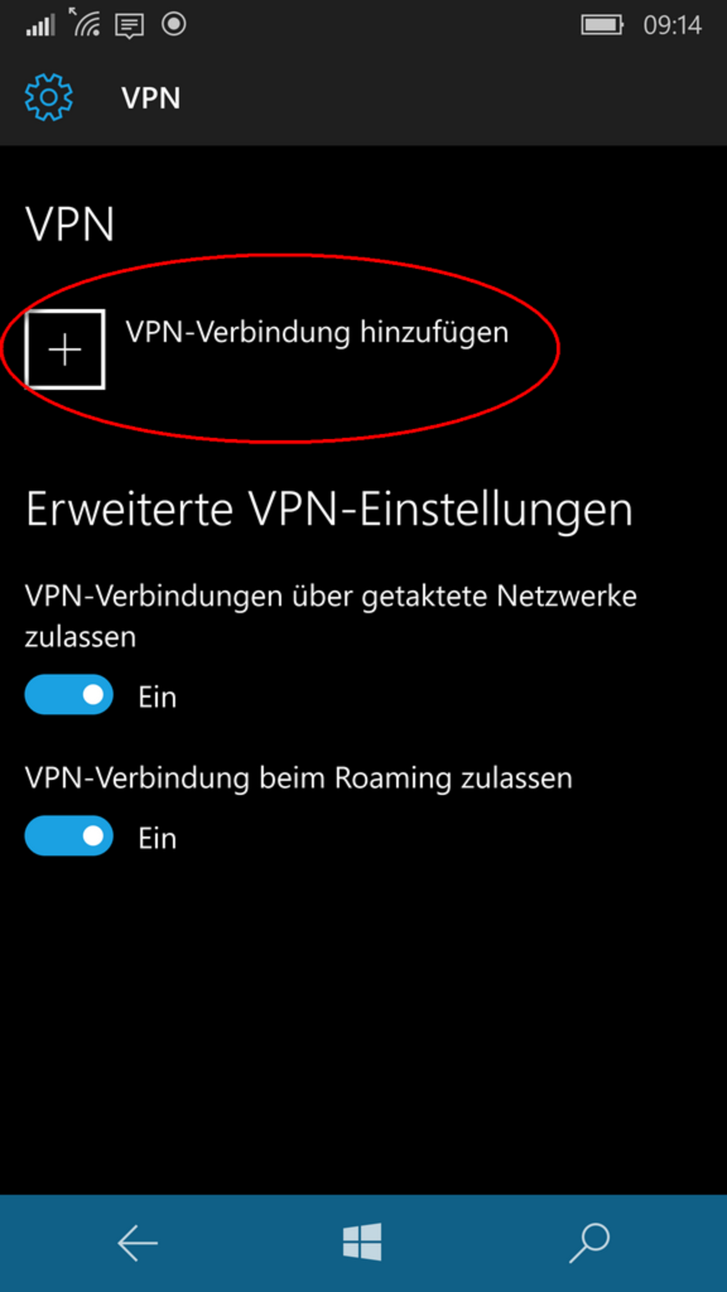 Screenshot: VPN-Verbindung hinzufügen